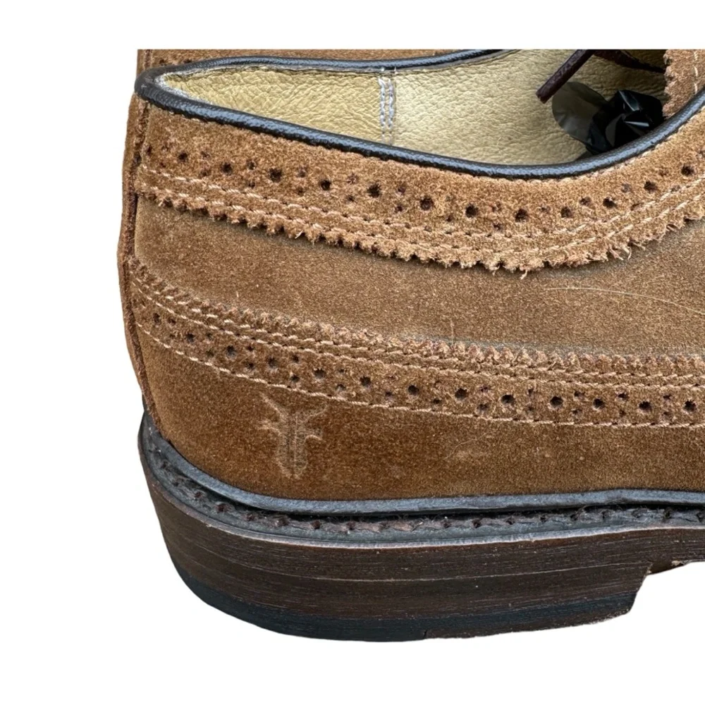 The Frye Company John A Frye Wingtip Suede Blucher Brown Oxford Dress Shoes 9D